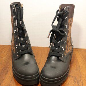 MICHAEL Michael Kors  NEW Brea Leather and Logo Jacquard Combat Boot